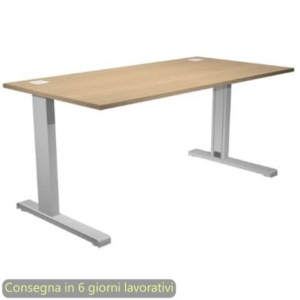 Scrivania piano rovere 140x80xH.73 cm gamba ad L in metallo grigio alluminio linea Flex Artexport - URB/T-140/C