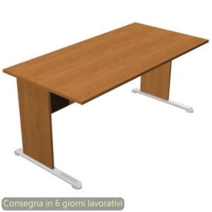 Scrivania piano noce chiaro 160x80x72 cm gamba a pannello in tinta con piede metallico linea Presto Artexport 003L/4