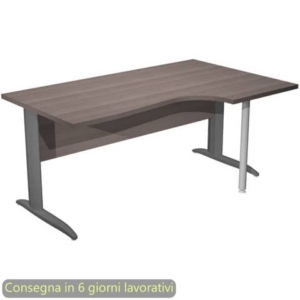 Scrivania penisola dx frassino toscano 160x60/80/100xH.72 cm gamba ad L metallo antracite Presto Compact - 008K211/F/AF