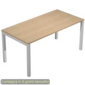 Scrivania piano rovere 120x80xH.72,5 cm gamba a ponte metallo grigio alluminio Presto Venere Plus Artexport - 664/C