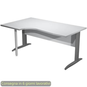 Scrivania penisola sinistra piano grigio 160x60/80/100xH.72 cm gamba a L metallo antracite - Presto Compact 009K211/9/AF