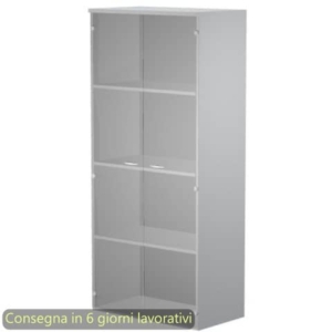 Mobile alto con ante in vetro satinato 80x35xH.180 cm 3 ripiani Presto Artexport grigio - 038-39-75G/9