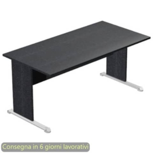 Scrivania nero venato frassino 160x80x72 gamba a pannello in tinta con piede metallico linea Presto Artexport 003L/8