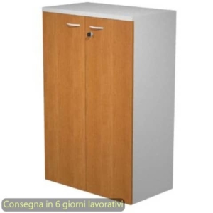 Mobile medio con serratura Presto 80x44xH.120 cm - struttura grigia Artexport ante noce chiaro - 535-69M/4