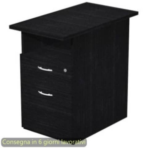 Cassettiera alta 1 vano a giorno + 1 cassetto + 1 file 43x80xH.72 cm smontata Presto Artexport nero venato frassino