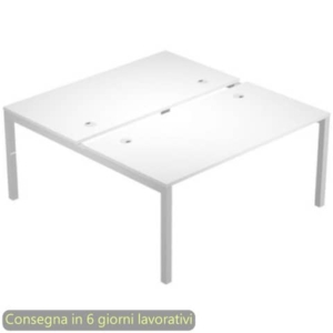 Scrivania Bench doppia piano bianco 180x168xH.72,5 cm gamba a ponte metallo bianco Bridge Artexport - BENCH18/3-AM