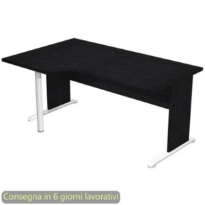 Scrivania penisola sx nero ven. frassino 160x60/80/100xH72 cm gamba a pannello in melaminico Presto Compact - 009PAN11/8