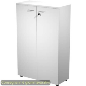 Mobile medio con ante con serratura 80x35xH.120 cm 2 ripiani Presto Artexport bianco - 035-69M/3