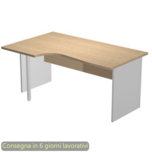 Scrivania penisola sx frassino toscano 160x60/80/100xH72 cm gamba a pannello grigia - Presto Compact - 009PAN11/F5