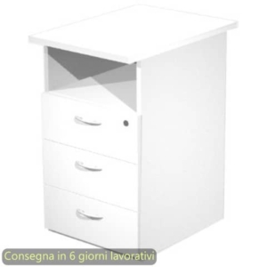 Cassettiera alta 1 vano + 3 cassetti con serratura 43x60xH.72 cm smontata Presto Artexport bianco - 60025/3