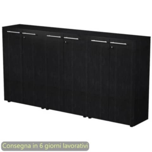 Composizione tre armadi medi con ante 242,8x43xH.119,8 cm Flora Artexport nero venato frassino - 935T-69x3/8