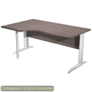 Scrivania penisola sx frassino toscano 160x60/80/100xH.72 cm gamba a L metallo bianco - Presto Compact 009K211/F/AN