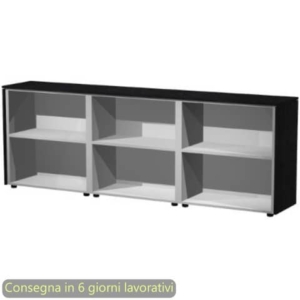 Composizione tre armadi bassi a giorno 242,8x43xH.81,4 cm Flora Artexport nero venato frassino - 930T/8