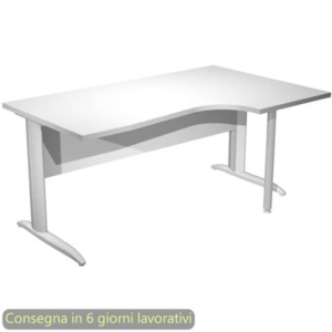 Scrivania penisola destra piano bianco 160x60/80/100xH.72 cm gamba ad L metallo grigio Presto Compact - 008K211/3/AA