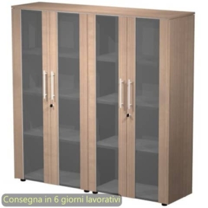 Coppia armadi medi con ante vetro/melaminico 162,8x43xH.158,2 cm Flora Artexport ciliegio arabis