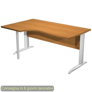 Scrivania penisola sinistra noce chiaro 160x60/80/100xH.72 cm gamba a L metallo grigio - Presto Compact - 009K211/4/AA