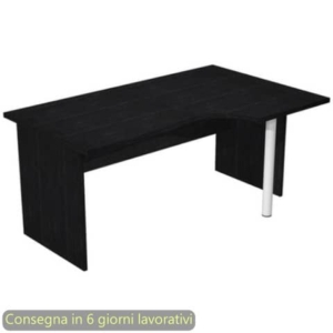 Scrivania penisola destra nero frassino 160x60/80/100xH72 cm gamba a pannello in melaminico Presto Compact - 008PAN11/8
