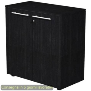 Armadio basso con ante in melaminico con serratura 82,8x43xH.81,4 cm Flora Artexport nero venato frassino