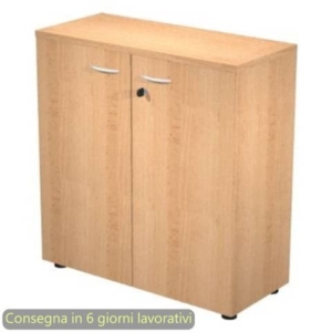 Mobile basso con ante in melaminico con serratura 80x35xH.72 cm Presto Artexport faggio - 030-67M/6