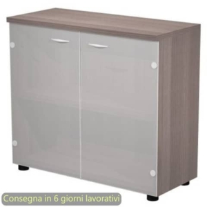 Mobile basso con ante in vetro satinato 80x35xH.72 cm Presto Artexport frassino toscano - 030-67G/F