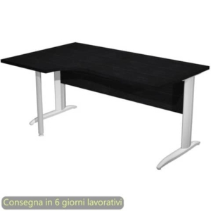 Scrivania penisola sx nero ven. frassino 160x60/80/100xH.72 cm gamba a L metallo grigio - Presto Compact- 009K211/8/AA