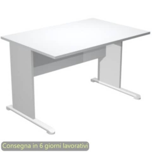 Scrivania piano bianco 120x80xH.72 cm gamba a pannello grigia con piede metallico linea Presto Artexport 004L/35