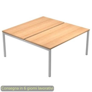 Scrivania Bench doppia piano faggio 120x164xH.72,5 cm gamba a ponte metallo grigio Presto Venere Plus 664B-NOPAR/4