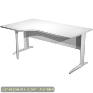 Scrivania penisola sinistra piano bianco 160x60/80/100xH.72 cm gamba a L metallo bianco Presto Compact - 009K211/3/AN