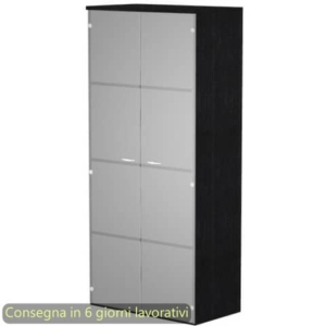 Mobile alto con ante in vetro satinato 80x35xH.180 cm 3 ripiani Presto Artexport nero venato fras. 038-39-75G/8