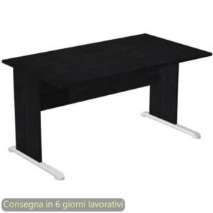 Scrivania nero venato frassino 140x80x72 gamba a pannello in tinta con piede metallico linea Presto Artexport 002L/8