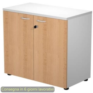 Mobile basso con serratura Presto 80x44xH.72 cm - struttura grigia Artexport ante faggio - 530-67M/6