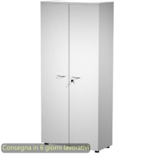 Mobile alto con ante con serratura 80x35xH.180 cm 3 ripiani Presto Artexport bianco - 038-39-75M/3