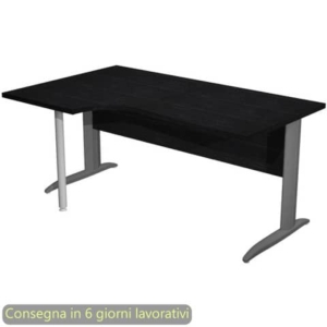 Scrivania penisola sx nero ven. frassino 160x60/80/100xH.72 cm gamba a L metallo antracite - Presto Compact 009K211/8/AF