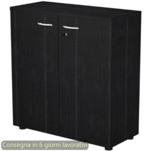 Mobile basso con ante in melaminico con serratura 80x35xH.72 cm Presto Artexport nero frassino - 030-67M/8