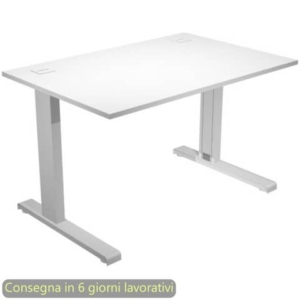 Scrivania piano bianco 120x80xH.73 cm gamba ad L in metallo grigio alluminio linea Flex Artexport - URB/T-120/3