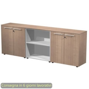 Composizione tre armadi bassi con 4 ante legno 242,8x43xH.81,4 cm Flora Artexport ciliegio arabis - 930T-67x2/K