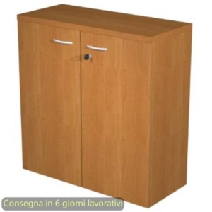 Mobile basso con ante in melaminico con serratura 80x35xH.72 cm Presto Artexport noce chiaro - 030-67M/4