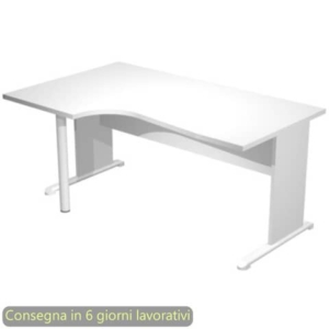 Scrivania penisola sinistra piano grigio 160x60/80/100xH.72 cm gamba a pannello e piede metallico Presto Compact 009L11/9