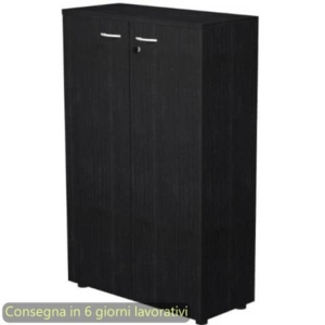 Mobile medio con ante con serratura 80x35xH.120 cm 2 ripiani Presto Artexport nero venato frassino 035-69M/8
