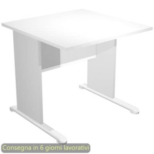 Scrivania piano bianco 80x80xH.72 cm gamba a pannello grigia con piede metallico linea Presto Artexport 001L/35
