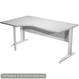 Scrivania penisola sinistra piano grigio 160x60/80/100xH.72 cm gamba a L metallo grigio - Presto Compact - 009K211/9/AA