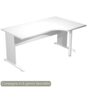 Scrivania penisola destra piano grigio 160x60/80/100xH.72 cm gamba a pannello e piede metallico Presto Compact 008L11/9
