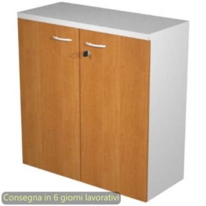 Mobile basso con serratura Presto 80x44xH.72 cm - struttura grigia Artexport ante noce chiaro - 530-67M/4