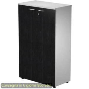 Mobile medio con serratura Presto 80x44xH.120 cm - struttura grigia Artexport ante nere - 535-69M/8