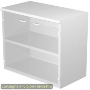 Mobile basso Presto 1 ripiano - ante in vetro satinato struttura bianco Artexport 80x44xH.72 cm - 530-67G