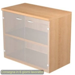 Mobile basso con ante in vetro satinato 80x35xH.72 cm Presto Artexport faggio 030-67G/6