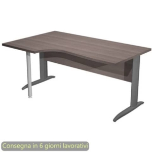 Scrivania penisola sx frassino toscano 160x60/80/100xH.72 cm gamba a L metallo antracite - Presto Compact 009K211/F/AF