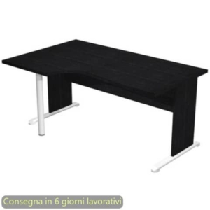 Scrivania penisola sx nero ven. frassino 160x60/80/100xH.72 cm gamba a pannello e piede metallico Presto Compact 009L11/8