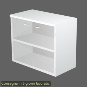 Mobile basso con ante in vetro satinato 80x35xH.72 cm Presto Artexport bianco 030-67G/3