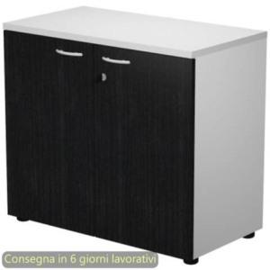 Mobile basso con serratura Presto 80x44xH.72 cm - struttura grigia Artexport ante nere - 530-67M/8